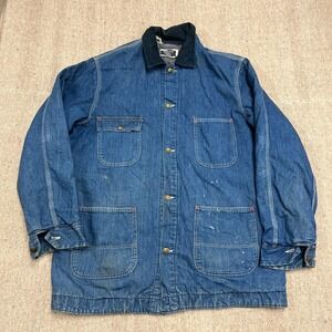 Vintage Sears Chore Denim Jacket Mens XXL Blue 1970s Blanket Lined